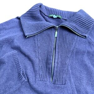 Eddie Bauer‎ Womens 2XL Purple Cable Knit Quarter Zip Sweater Cotton Nylon Blend